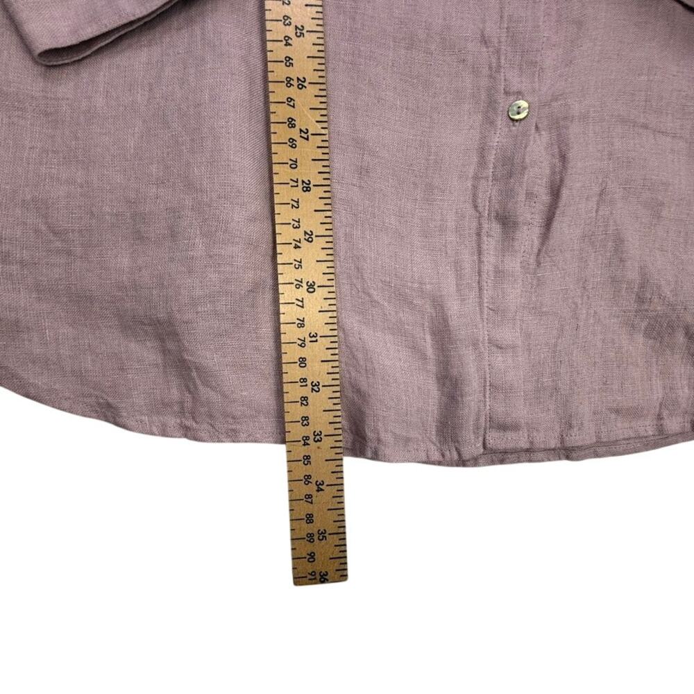 Sigrid Olsen 100% Linen Tunic Shirt M Mauve Pink Roll Tab Pockets Lagenlook - Picture 6 of 14